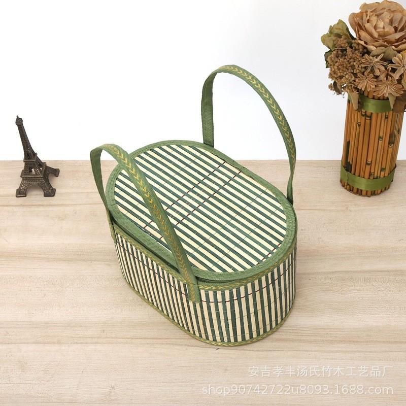 Traditional Bamboo Storage Basket With Handcrafted Design For Kitchen Organization