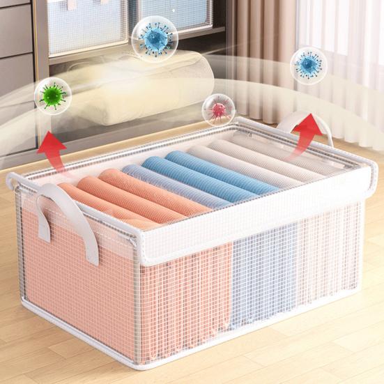 Складной ящик для хранения с пылезащитной крышкой, ручкой, прозрачный влагостойкий шкаф большой емкости