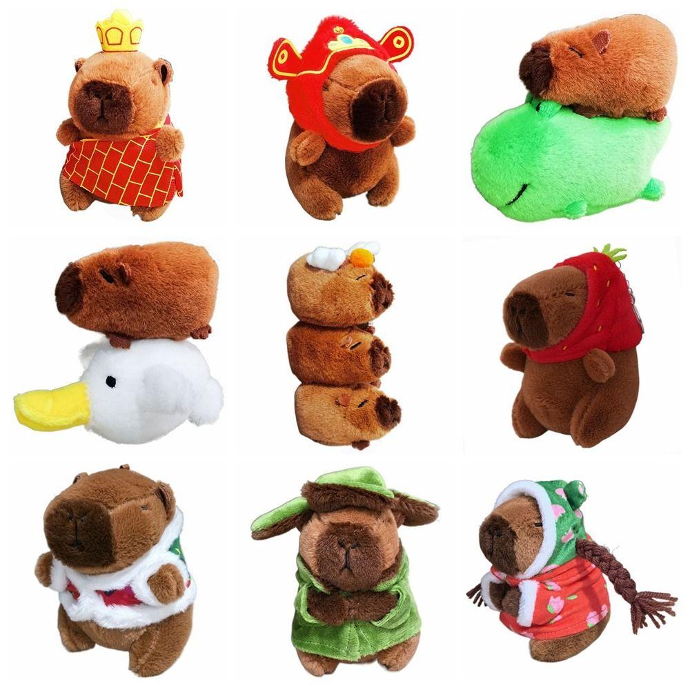 Multicolor Headgear Capybara Doll Cartoon Capybara Plush Capybara Keychain Birthday Gift