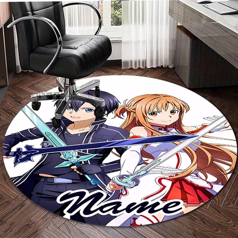Customizable S-Sword Art Online1 Round Non-Slip Carpet - Ideal for Garden, Picnic, Office, Perfect for Decoration, Suitable For All Seasons