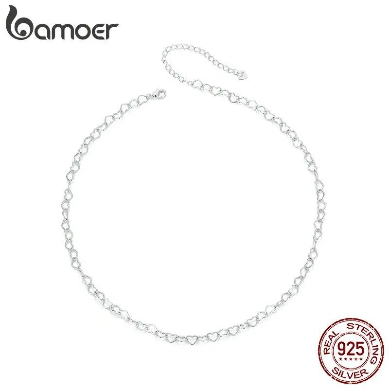 Ожерелье-цепочка BAMOER из стерлингового серебра 925 пробы с сердечком для женщин, мужчин и девочек BSA005