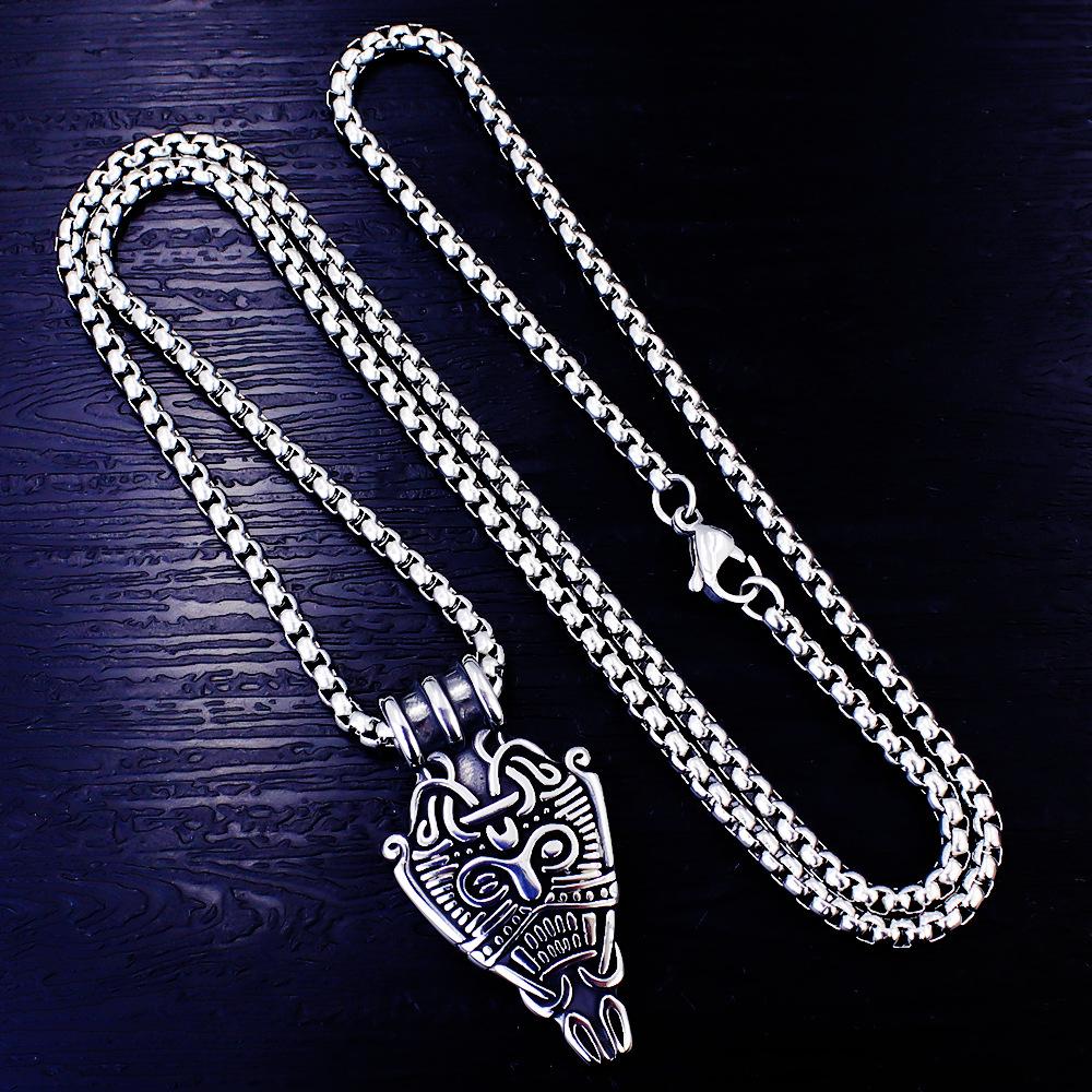 Ожерелье Ретро Мужское Двустороннее Викинги Символ Щит Маска Смайлик Подвеска