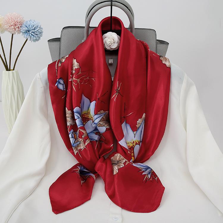 90 см модный платок шейные шарфы женские квадратные шали обертывания бандана головной платок для дам