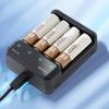 4-слотное USB-C зарядное устройство для аккумуляторов AA/3A, интеллектуальное распознавание, с функциями мультизащиты