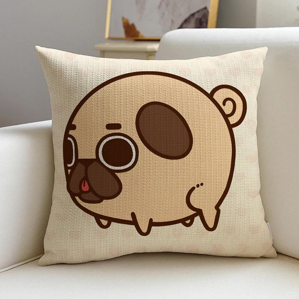 PPugly Pugs Cushion Cover Natural Linen Pillowcase Set AllinOne Decor for Sofa Bedroom  Chair