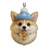 Pom-Pom Pet Ornament 2D Acrylic Cute Dog Christmas Ornament Cartoon Furry Pet Shaped Xmas Tree Hanging Decor for Holiday Party Supplies
