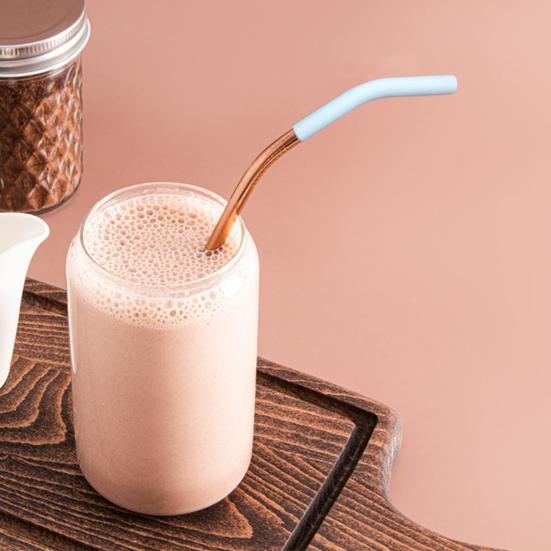 6Pcs Silicone Straw Tips Flexible Reusable Food Grade Straw Covers Elbow Straw Replacement Tip for Hydraflow Stainless Steel Straws