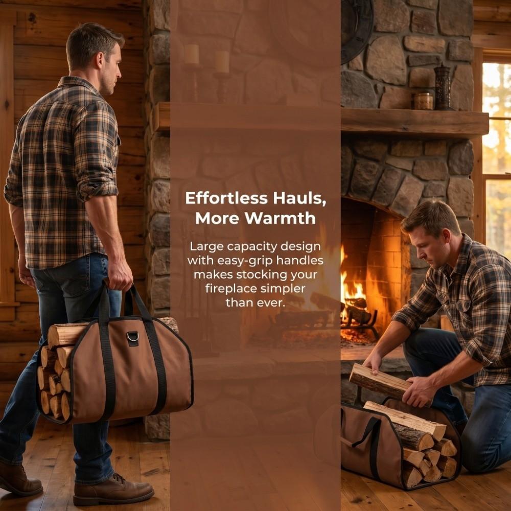 With Handle Firewood Carrying Bag Heavy Duty Firewood Log Carrier Bag Outdoor Fire Pit