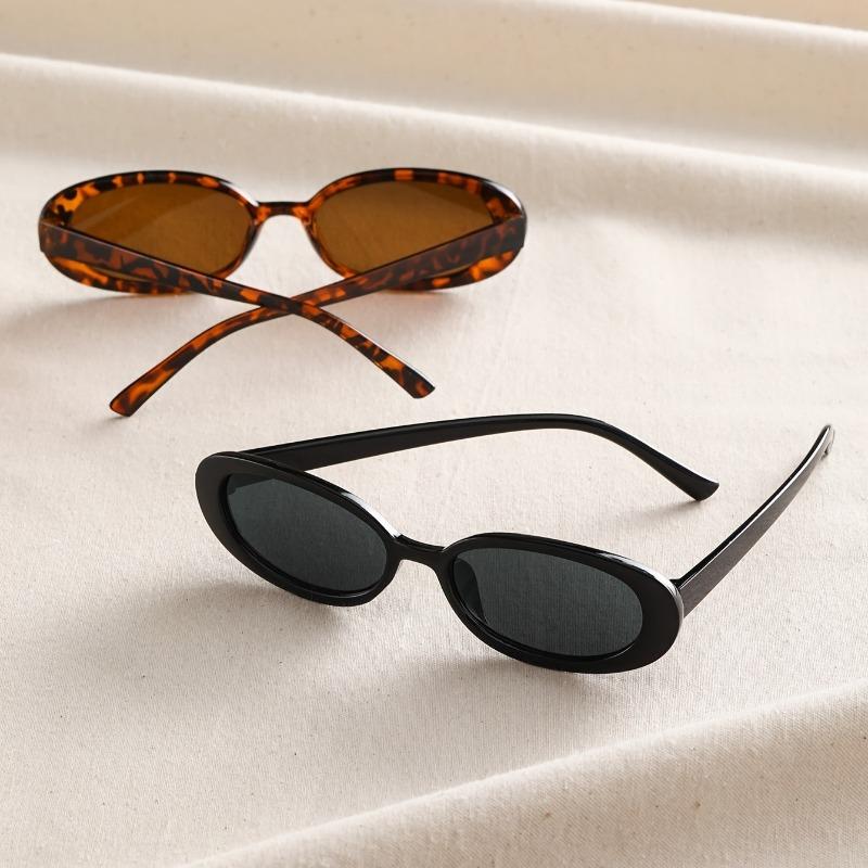 2 шт. Модные очки Y2K с овальной оправой, линзы из поликарбоната, пластиковая оправа, для повседневной носки, декоративные очки