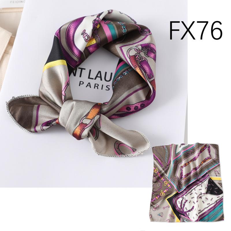 New Small Square Scarf for Women, Printed Silk Scarf, Decorative Neckerchief, Cartoon Animal Plaid Striped Scarf
