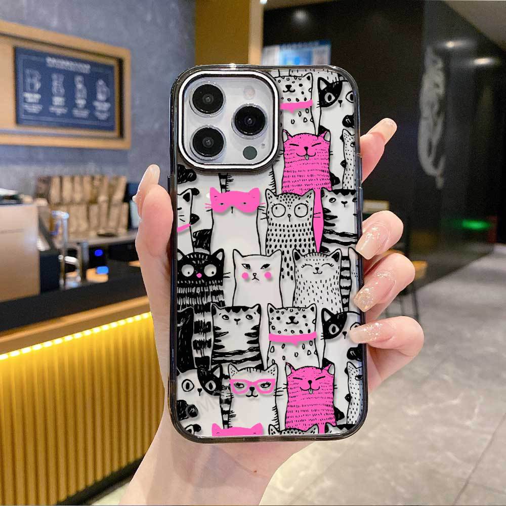 Крутая палочная фигурка кота painting iPhone17AIR прозрачный чехол для мобильного телефона Apple 15Pro смешной 16 не сталкивается