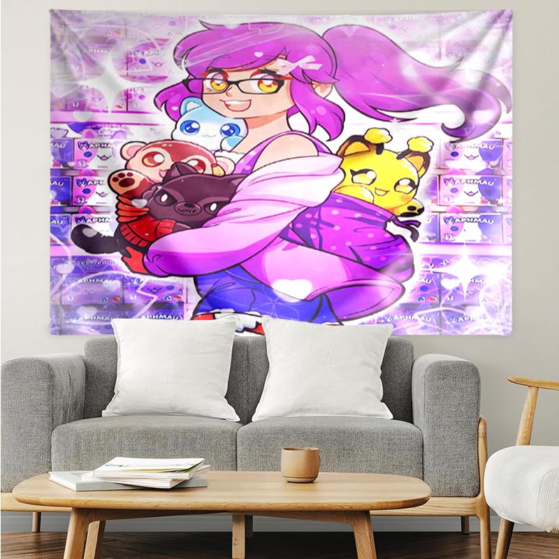 Aphmau Print Tapestry, Backdrop, Easy Setup, Ideal for Bedroom, Office & Living Room, with Aesthetic Wall Hanging Decor.
