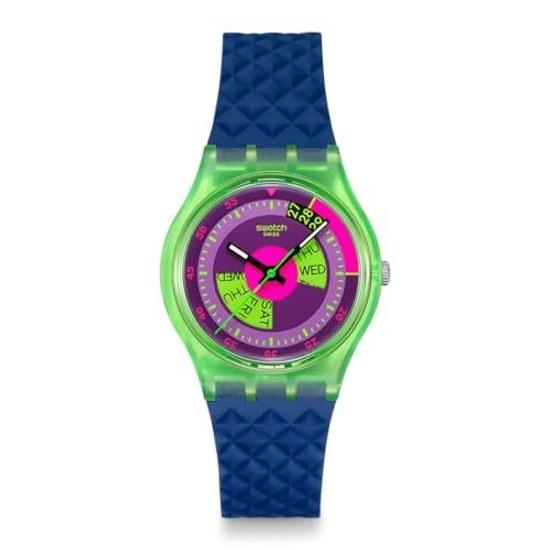 Наручные часы Swatch GENT BIOSOURCED NEON SKYCHART SO28G704, унисекс, для взрослых, синие.
