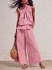 1116 European and American Women's Spring/Summer New Vintage Bohemian Ruffled Cotton-Linen Two-Piece Set