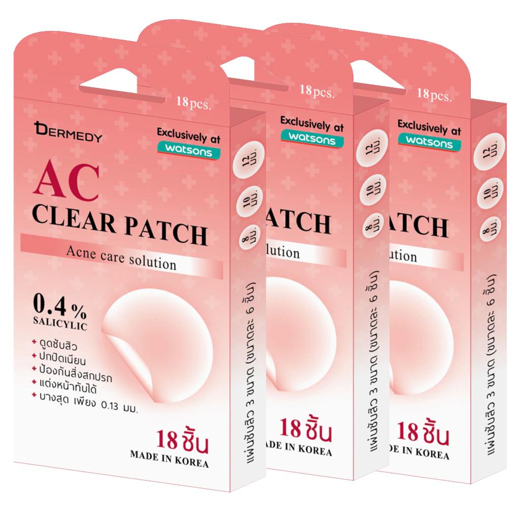 DERMEDY AC Clear Patch, Пластырь от прыщей, раствор для ухода за прыщами, 0,4% салициловая кислота (18 патчей)