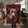 Pitbull and roses,pattern Flannel Blanket, High quality Comfortable for All Seasons, Home Decor, Warmth and Comfort, Perfect for Gifts.