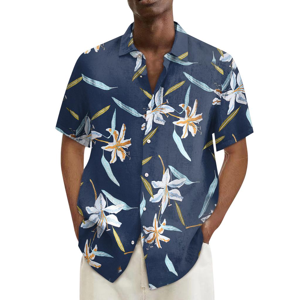Гавайская рубашка для мужчин, мужские винтажные рубашки для боулинга на пуговицах, летняя пляжная рубашка с коротким рукавом