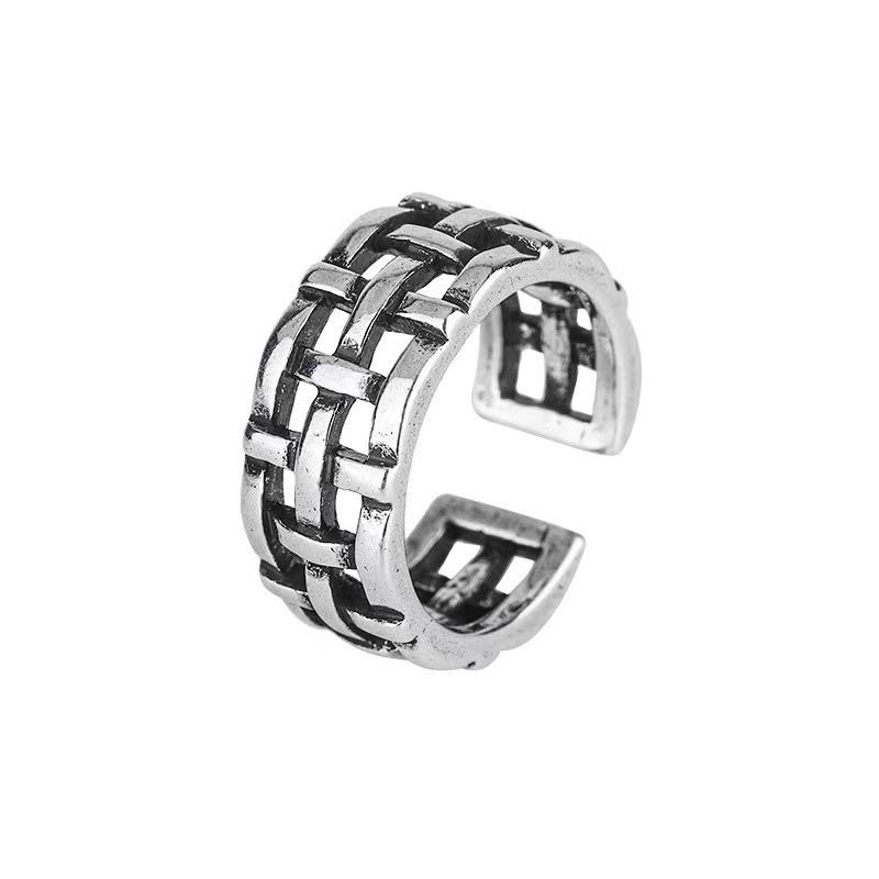 Korean Style Distressed Hollow Interwoven Mesh Ring, Feminine, Simple and Fashionable Open Ring Jewelry