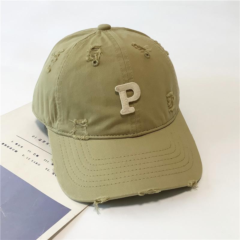 Spring and summer basic baseball caps, men's and women's versatile R-standard ripped cap, simple P-standard couple casual visor