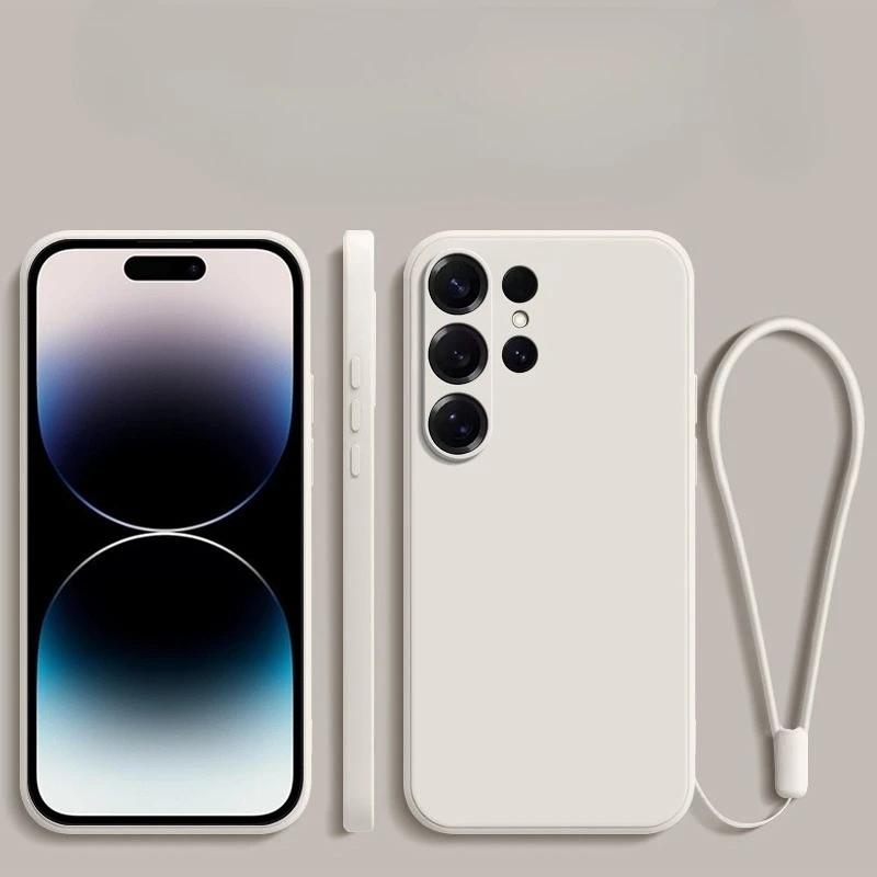 Оригинальный чехол из мягкого жидкого силикона с ремешком для Samsung Galaxy S26 S25 Edge S24 S23 S22 S21 FE Ultra Plus, ударопрочный