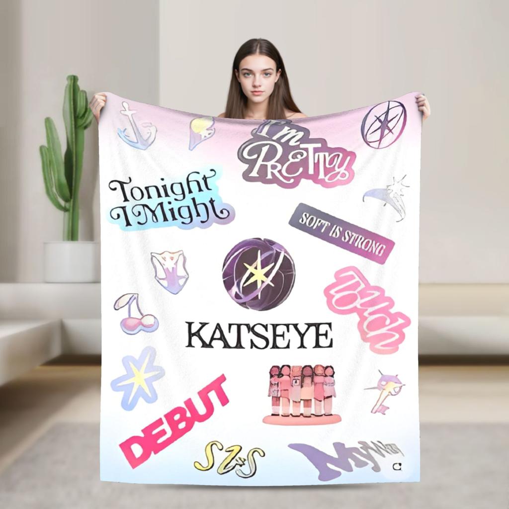 Katseye Kpop Вязаные одеяла Флис София Лара Меган Ультра-мягкие пледы для автомобиля Дивана Кушетки Покрывало