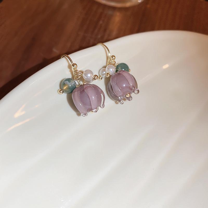 Серьги с розовыми цветами в форме сердца и кошачьим глазом, модные серьги, высококачественные серьги