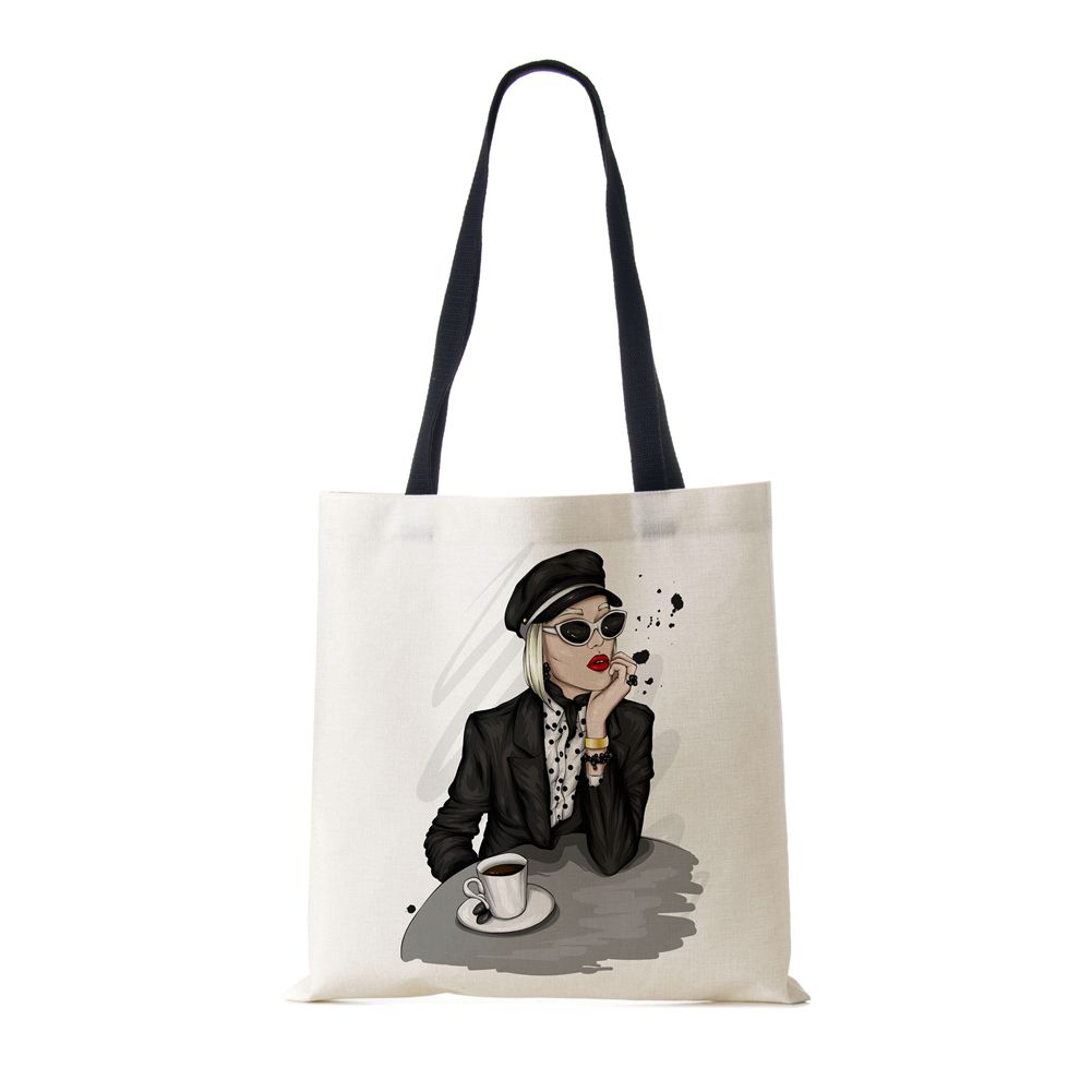 Сумка-тоут через плечо Gril Женская 2022 Многоразовая с принтом Харадзюку Повседневная Холщовая Сумка-шоппер Складная Дорожная Школьная Сумка для Книг Пляжная сумка CLE