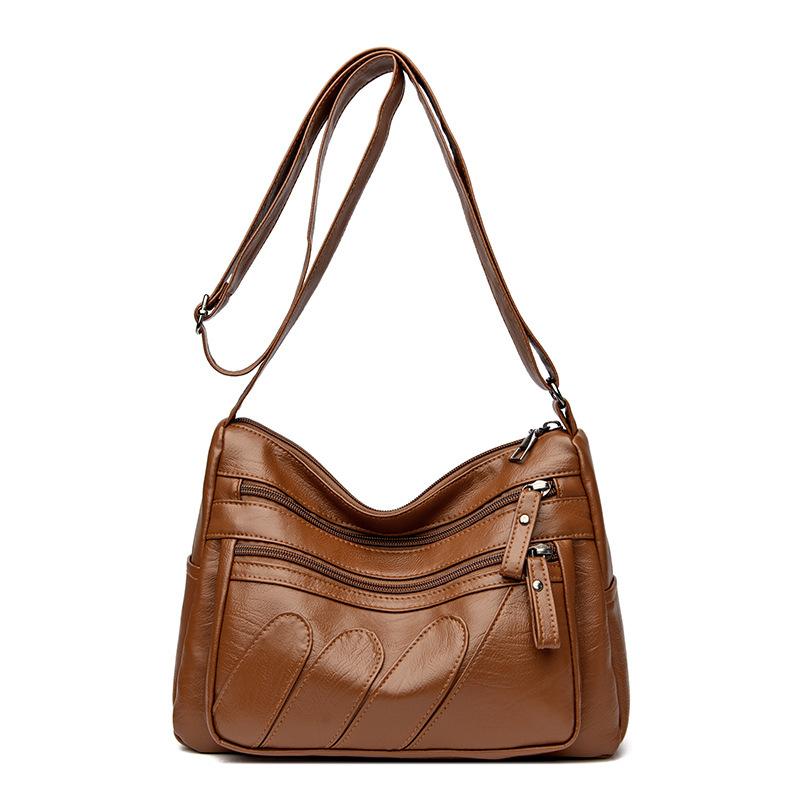 Cross-border женская мягкая кожаная сумка-мессенджер универсальная женская сумка среднего возраста многослойная вместительная сумка через плечо