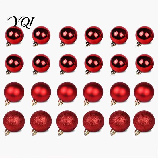 Glossy Matte Glitter Baubles 24 Pcs Small Christmas Ball Ornaments, Mini Shatterproof Plastic Decorations Xmas Tree Hanging Decoration for Holiday