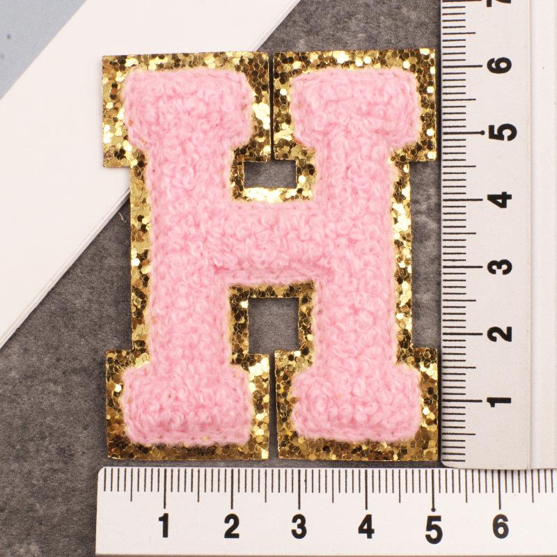 Алфавит 26 букв блестки синель для одежды сумки куртка розовый швейные принадлежности декор