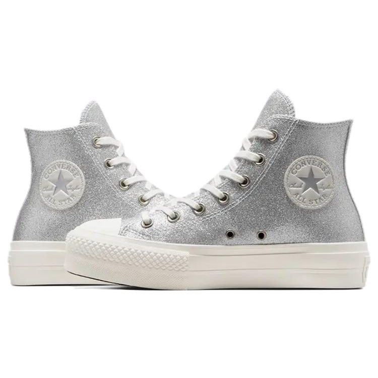 Converse All Star Lift Удобные Универсальные Прочные Амортизирующие Легкие Высокие Кеды из Канваса Женские Кроссовки Серебристые A07949C