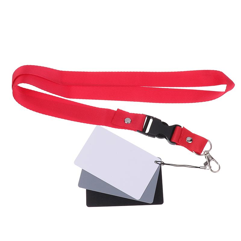 3 In1 Pocket-Size Digital White Black Grey Balance Card 18% Gray Card Calibration Camera Checker With Neck Strap For Photography