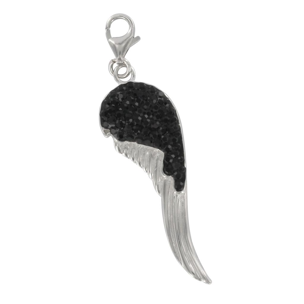 Les Trésors De Lily [Q4909] - Silver Charm Pendant 'Les Ailes d'Ange' Black Silver (rhodium-plated) - 38x12 Mm