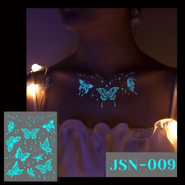 4pcs Luminous Glow Waterproof Temporary Tattoo Sticker Star Butterfly Flash Tatto Women Men Arm Body Art Fake Tattoos