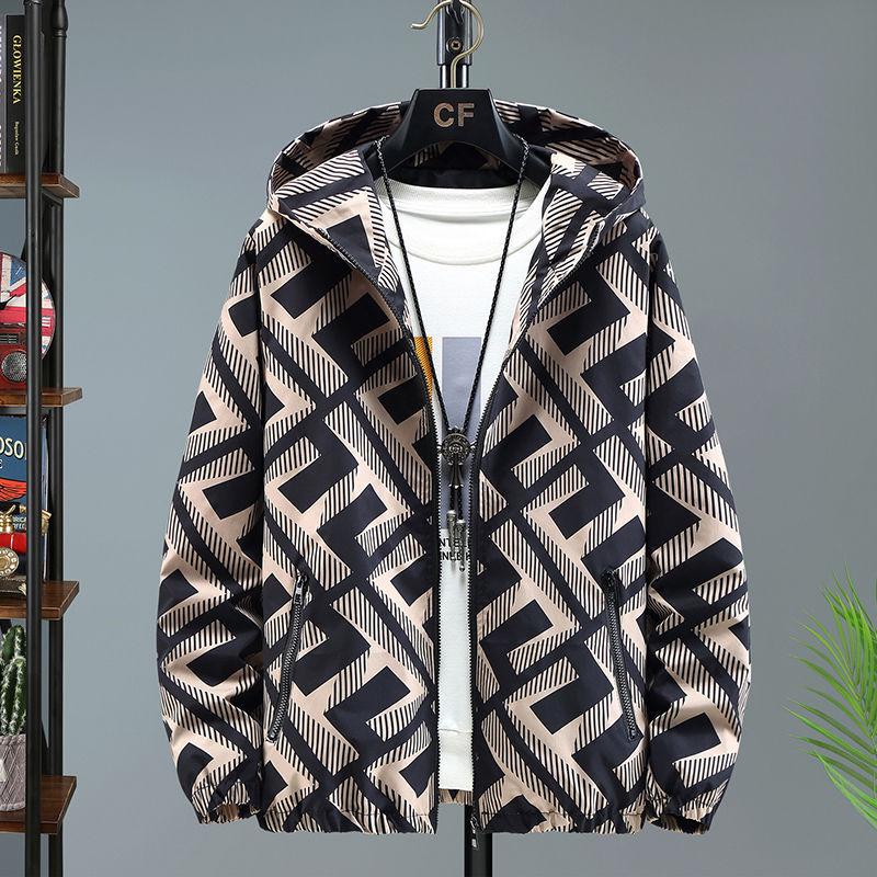 Европейская модная мужская клетчатая жаккардовая куртка с воротником-стойкой - Весенне-осенний повседневный топ в корейском стиле