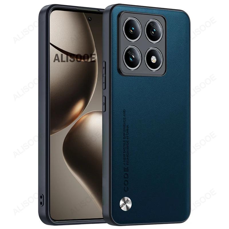 Ударопрочный чехол Funda для Xiaomi 14T 15T Pro / Mi 15T 14T Pro Чехол Роскошная текстура из волокна PU-кожа Защитная крышка Capa