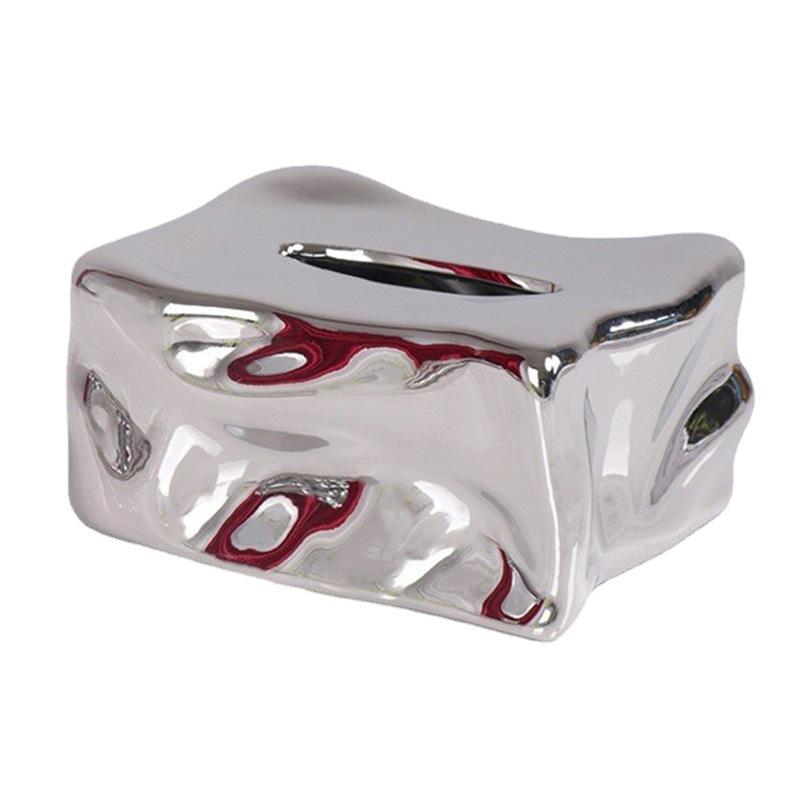 Modern Minimalist Light Luxury Multi-color Resin Ice Cube Mirror Tissue Box Makeup Mirror Desktop Decoration Geometric Soft Furnishings