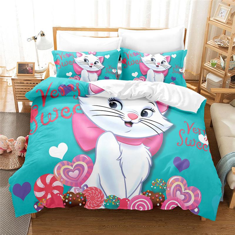3D комплект постельного белья с милым котом, пододеяльник для спальни, наволочка, постельное белье, односпальная двуспальная кровать, полный размер, 2/3 шт., микрофибра