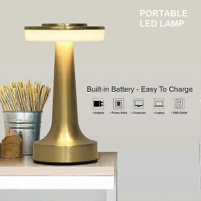 Portable LED Table Lamp with Touch Sensor, 3-Levels Brightness, Rechargeable Battery Up to 48 Hours