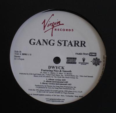12-дюймовая пластинка GANG STARR Take It Personal DWYCK 724383890118 Virgin 2004 US Rap HipHopRB Б/у