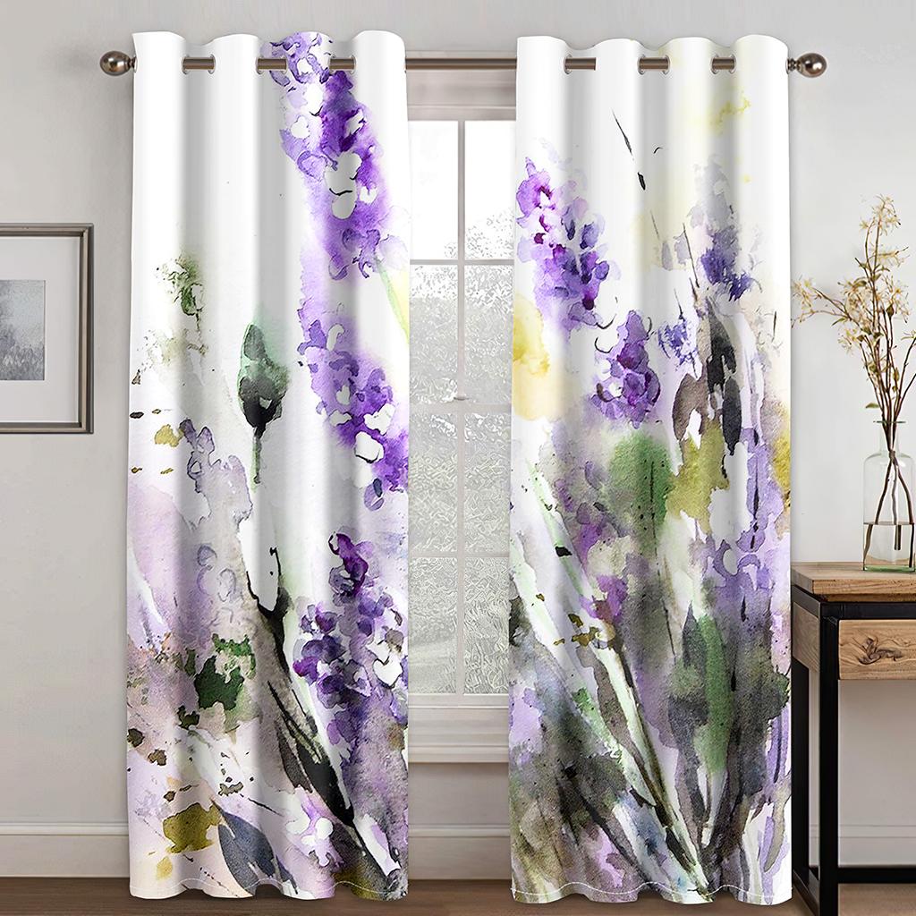 2 шт очаровательные шторы с цветочным принтом бабочки цветочные шторы для спальни гостиной кухни оконные шторы люверсы верхний кортин