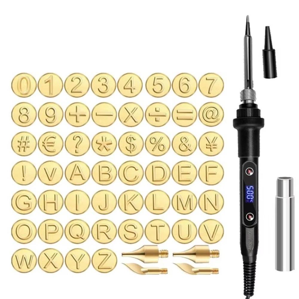 Набор наконечников для выжигания по дереву с внутренним нагревом, набор для тиснения по дереву с алфавитным набором для резьбы, штамп с буквой для выжигания по дереву