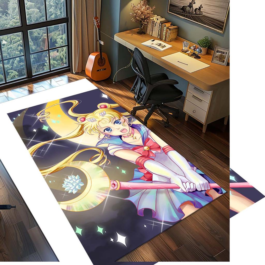 Sailor Moon Anime Rug Carpet Large Area Rug Non Slip Washable Floor Mat Gamer Room Bedroom Home Decor