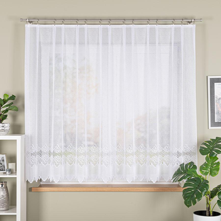 MODESTA - Ready-made jacquard curtain with a straight hem - 300x160 cm - white