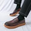 Fashion Fashionable Men Leather Board Shoes Branded Business Office Thick Soled Leather Shoes Mens Flat Bottomed Anti Slip Driving Shoes