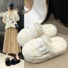 Mao Mao Slippers Women Wear New Thick Bottom Internet Celebrity Mink Autumn and Winter Cotton Slippers To Increase the Height of Warmth and Fleece B