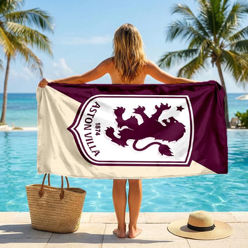 Aston Villa Football Beach Towel Soft Microfiber Summer Towel Quick Dry Absorbent Towel for Beach Swimming Pool Travel