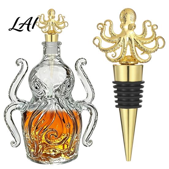 Travel Wine Stopper Octopus Stopper Zinc Alloy Bottle Seal for Red Champagne Beer Reusable Cork Decorative Cap Gift Lover Fresh Saver