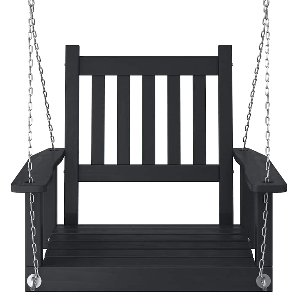 Garden Hanging Chair with Metal Chains Black Solid Pine Wood