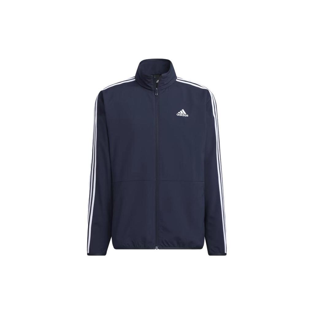 adidas Полосатая мужская куртка на молнии с длинным рукавом, синяя IA9375